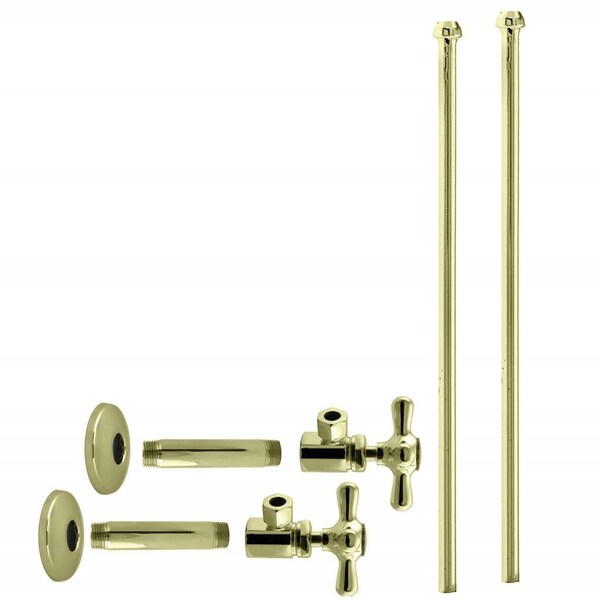 Westbrass Faucet Kit, 1/2" IPS x 3/8" OD x 20" Bullnose in Polished Brass D103KBNX-01 - main